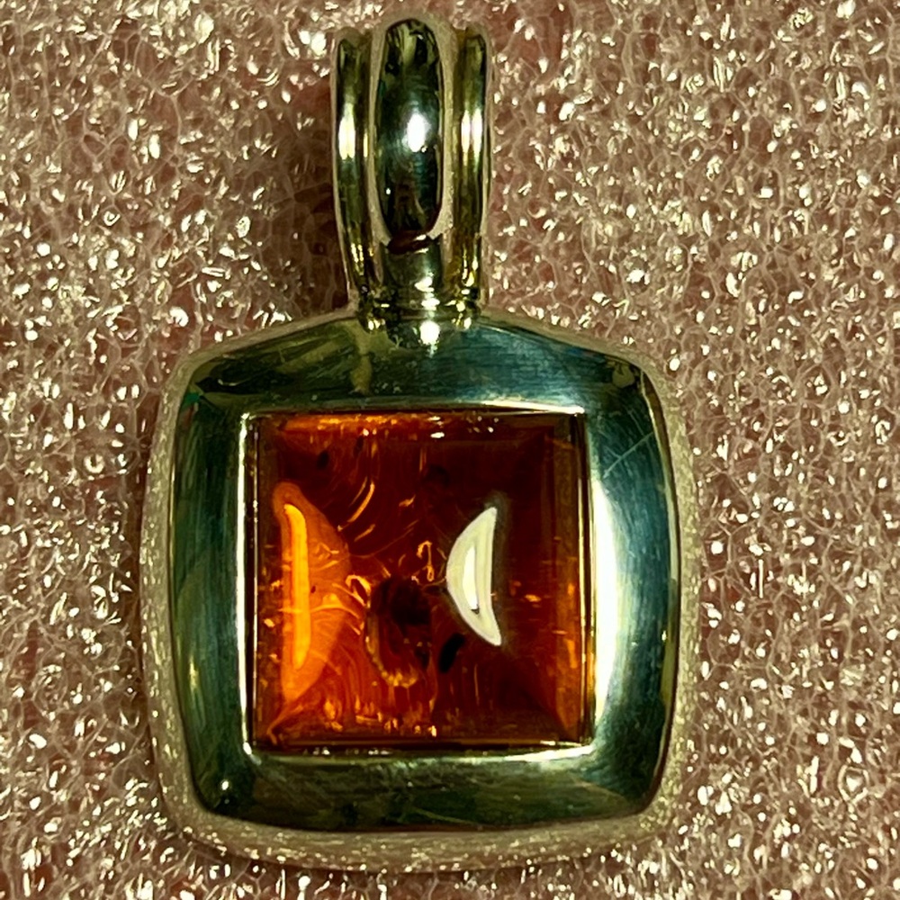 Joseph Esposito 925 sterling silver Amber Modernist Pendant.